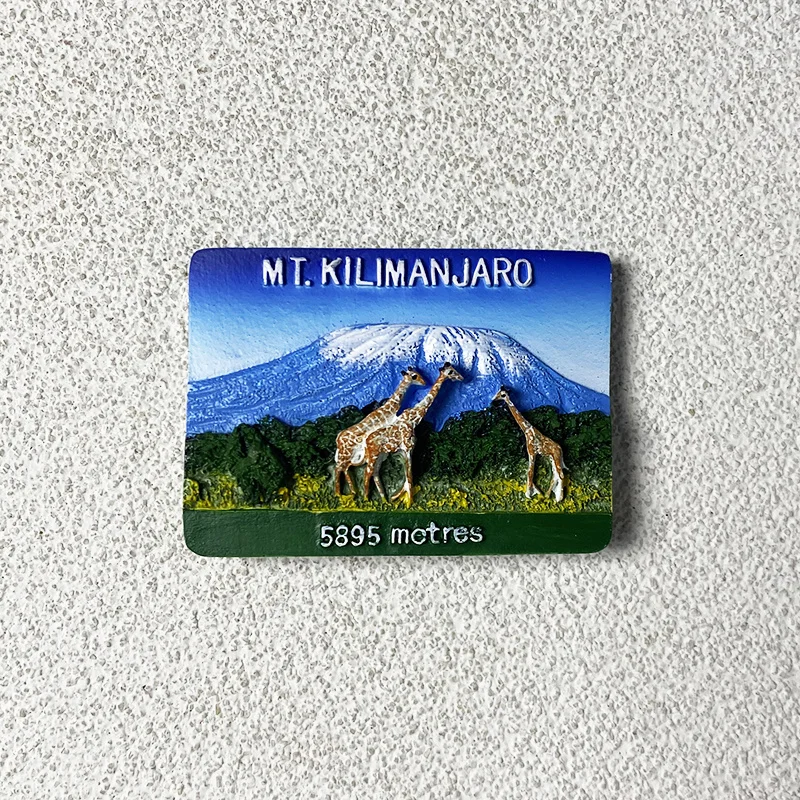 

Africa Kilimanjaro Snow Mountain Travel Souvenir Giraffe Home Decoration Craft Magnet Fridge Magnet