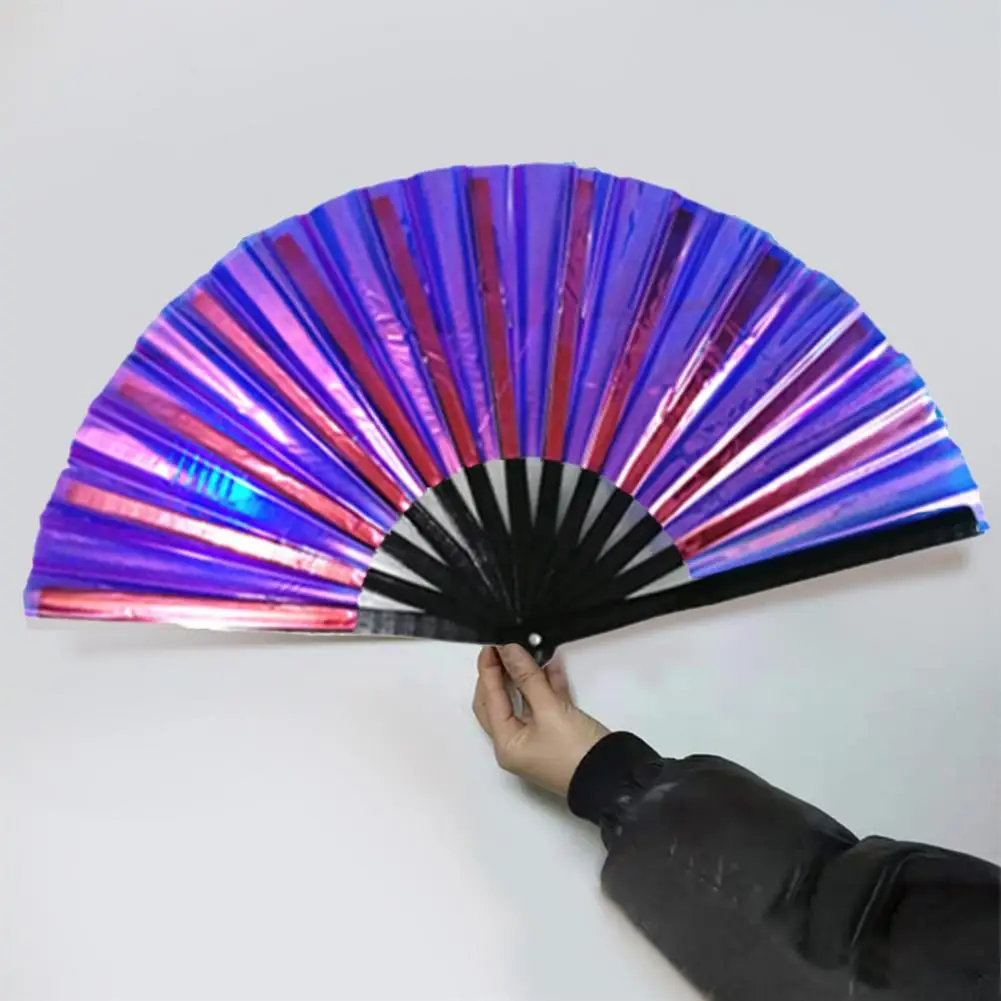 Transparent  Wide Application Large Shining Rave Hand Fan Decorative Handheld Fan Brilliant Color   Home Decoration