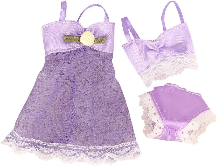 12 pcs/set Lace Pajamas Sleep Suit Sleepwear for 11.5 Inch Girl Dolls, Cute Handmade Sleep Clothes for Barbie Dolls Kids Toys view 5