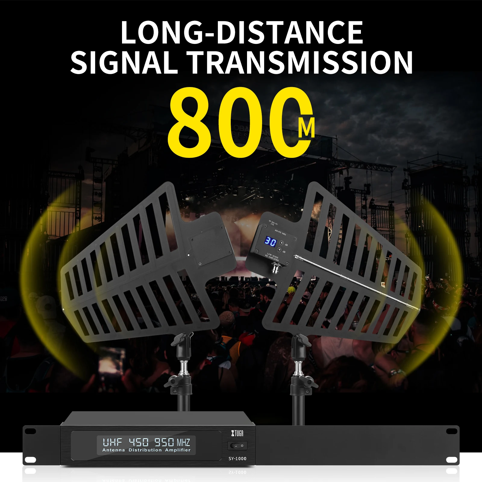 TLF Xtuga SY-1000 Microfono wireless UHF RF Segnali Spiltter Distributore Amplificatore Antena 450-1000MHZ Attrezzatura da palco o 80