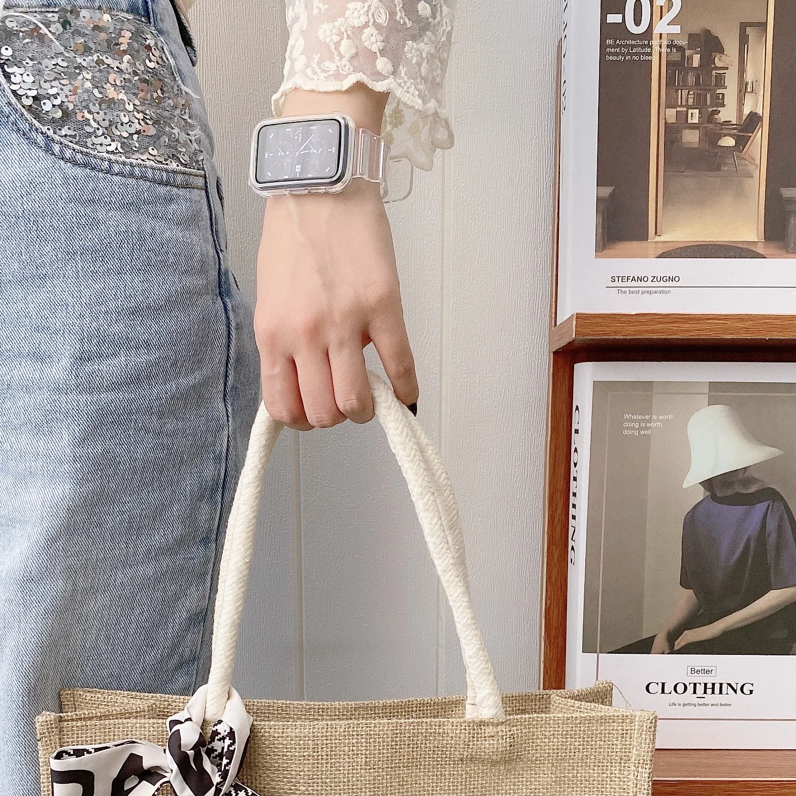 Huawei Watch Fit/Fit2 TPU スタイリッシュな氷河クリアストラップ用の統合された透明ストラップスーツ