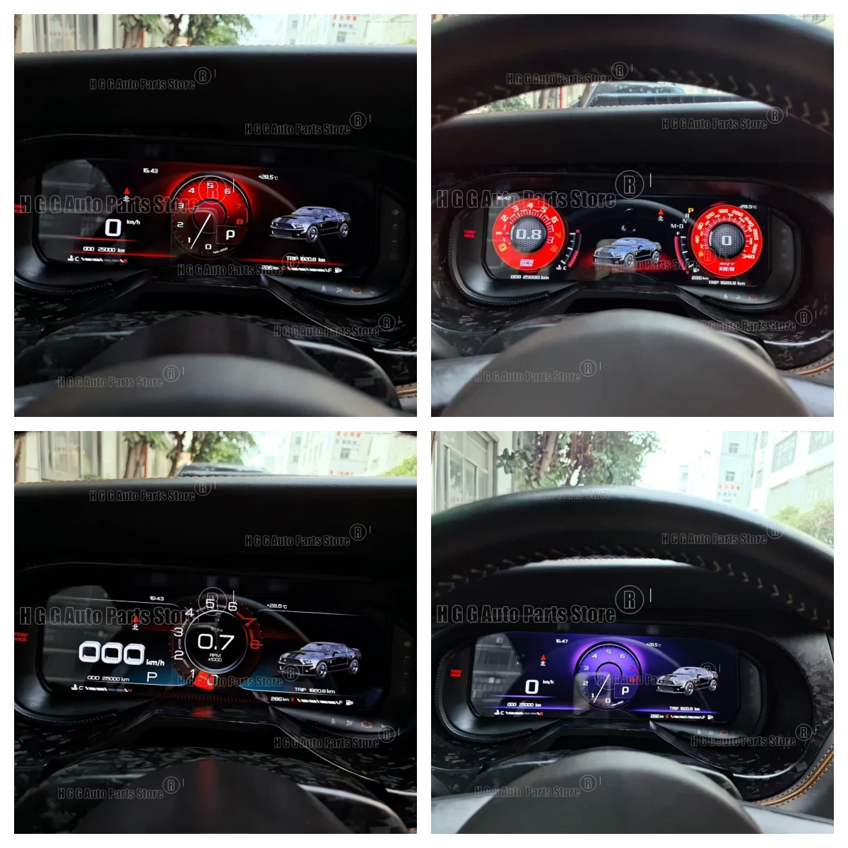 JO Car Digital Instrument Cluster For Ford Mustang Shelby GT500 2009-2013 LCD Carplay Navigation Dash Speedometer Odometer Panel