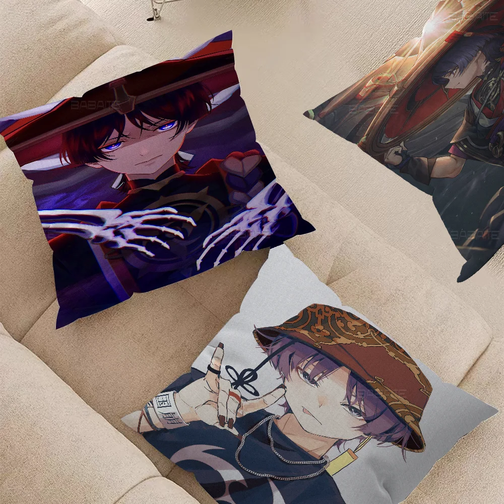 Anime Games Genshin Impact Scaramouche Office Cushion Pillowcase Car Cushion Cover45X45CM Lumbar Pillowcase Sofa Pillowcover