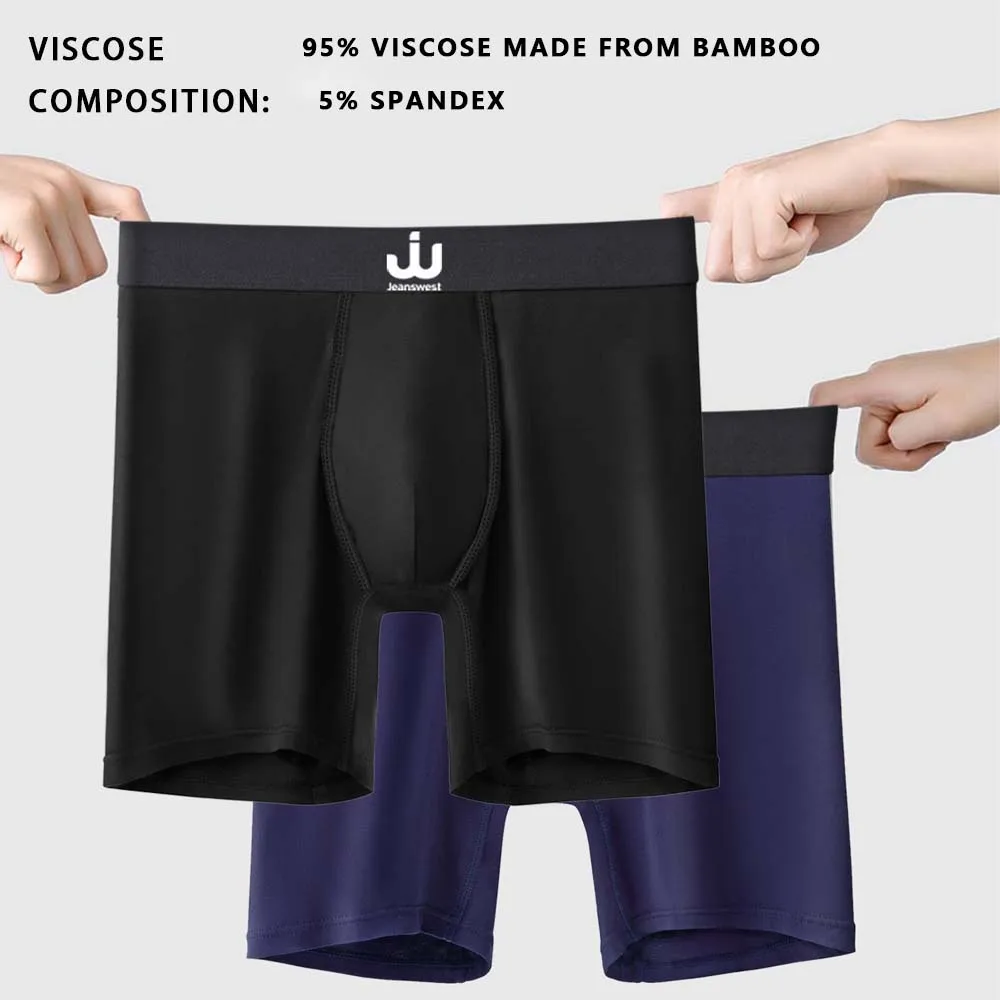 5Pcs Bamboo Viscose Long Boxer for Man Seamless Breathable Man Underwear U Convex Male Underpants High Elasticity Men's Panties