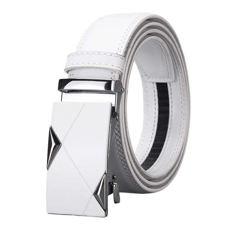 New Popular Men's White Automatic Buckle Cross-border Business Belt Casual High-end Clothing Accessories 3.5cm Belt