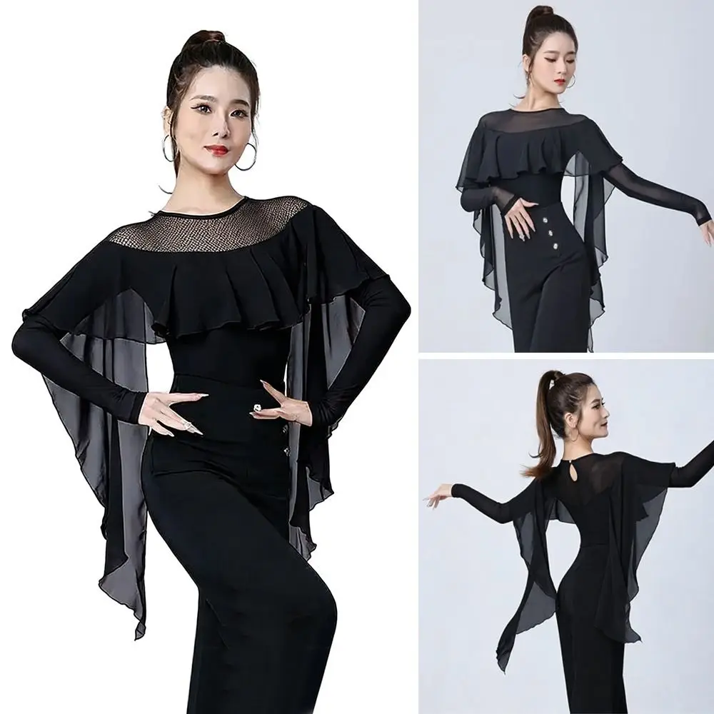 เสื้อเต้นลาตินแบบฟอลบาลา ชุดซ้อมเต้นราตรี ชุดแสดงบอลรูม ชุดแสดง ชุดเต้นซัมบ้าสมัยใหม่ เสื้อเต้นรำ