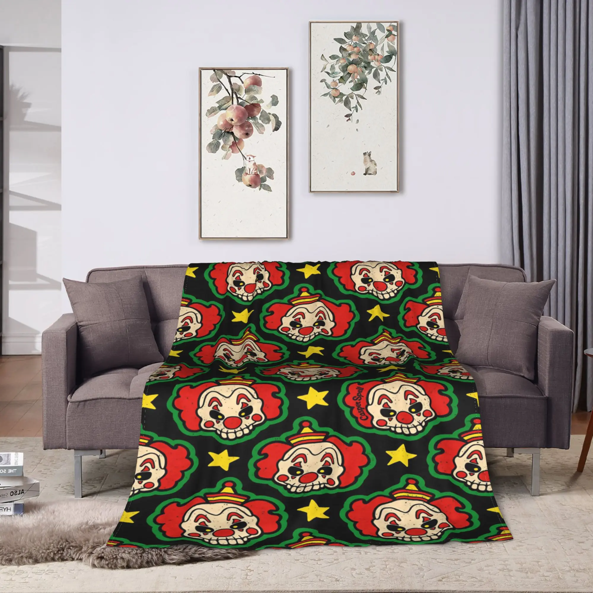 Killer Klowns From Outer Space Wax Blanket  Warm Soft Plush Throw Blanket For Couch Chair Sofa Bed Flannel Bedspread Bed Cover
