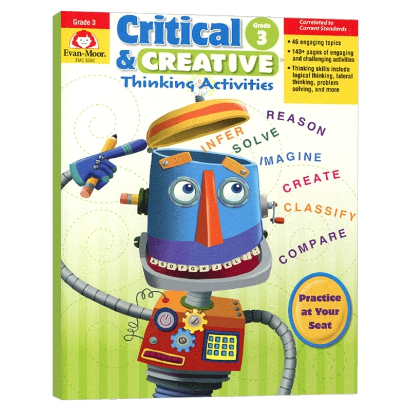 

Evan-Moor Critical and Creative Thinking Activities, Grade 3 Workbook,aged 7 8 9 10, English book 9781596733992