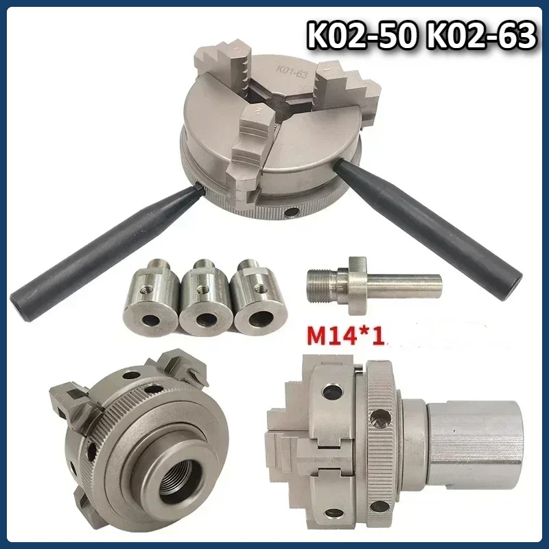 

K02-50 K02-63 Non rusting Nickel plating Mini chuck hand tight three/four claw K02 50 K02 63 DIY woodworking lathe M14*1 thread