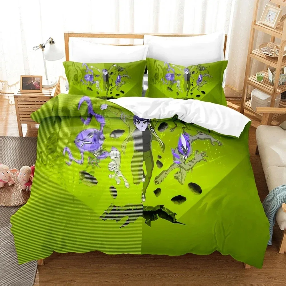 Cartoon Teenage Hacker Ben Bedding Set 3D Printed Suitable for Bedroom Duvet Cover Set With Pillowcases Kids Home Textile