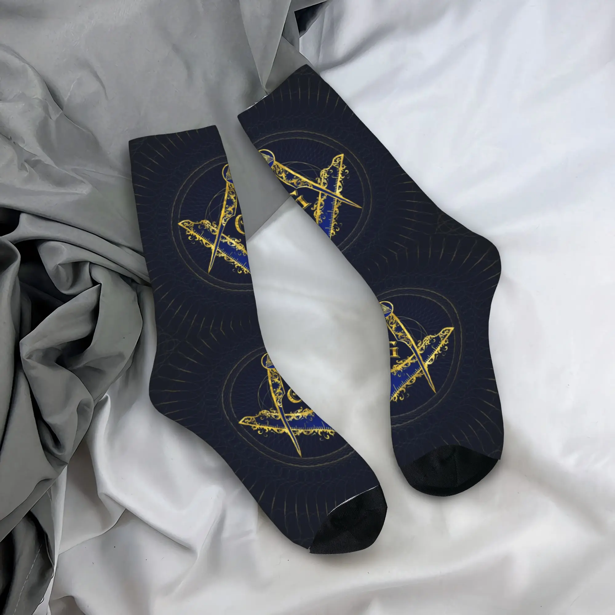 

Custom Freemason Evil Eye Symbol Men Women Crew Socks Unisex Novelty Masonic Mason Spring Summer Autumn Winter Dress Socks
