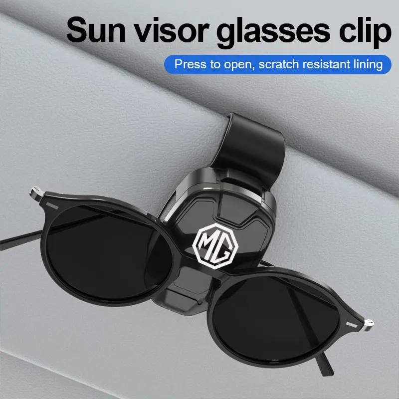 MG Marco de gafas de visera con clip para gafas de sol de coche con marco de gafas estable para almacenamiento de tarjetas y billetes