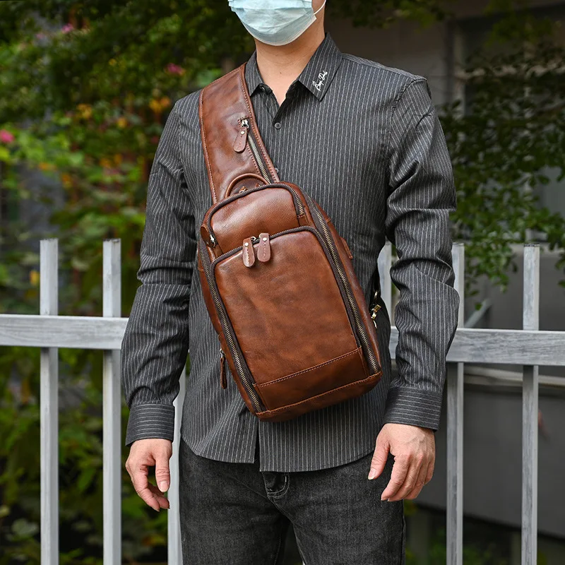 

Multi-functional Men's Chest Bags Shoulder Travel Cellphone Outdoor Chest Bags Leisure Leather Bag Груд Сумк MHXB