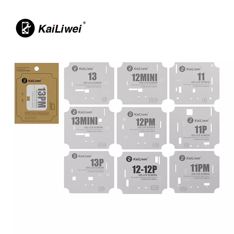 KaiLiWei BGA Stencil For iPhone 11-13Pro Max LCD Screen IC Flex Cable Protection Reballing Template IC Chip Tin Plant Solder Net