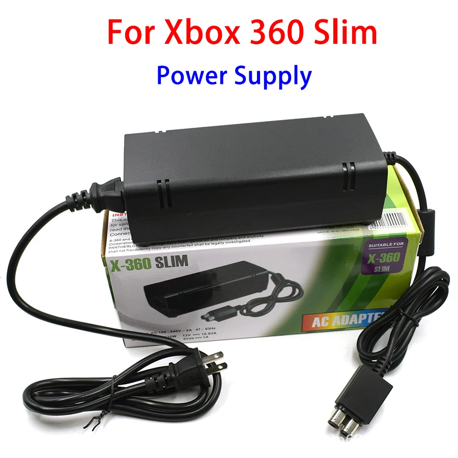 For Xbox 360 Slim Power Supply 100-240V AC AC Adapter Charger With Cable US EU UK AU Plug For Xbox 360 S Host Replacement