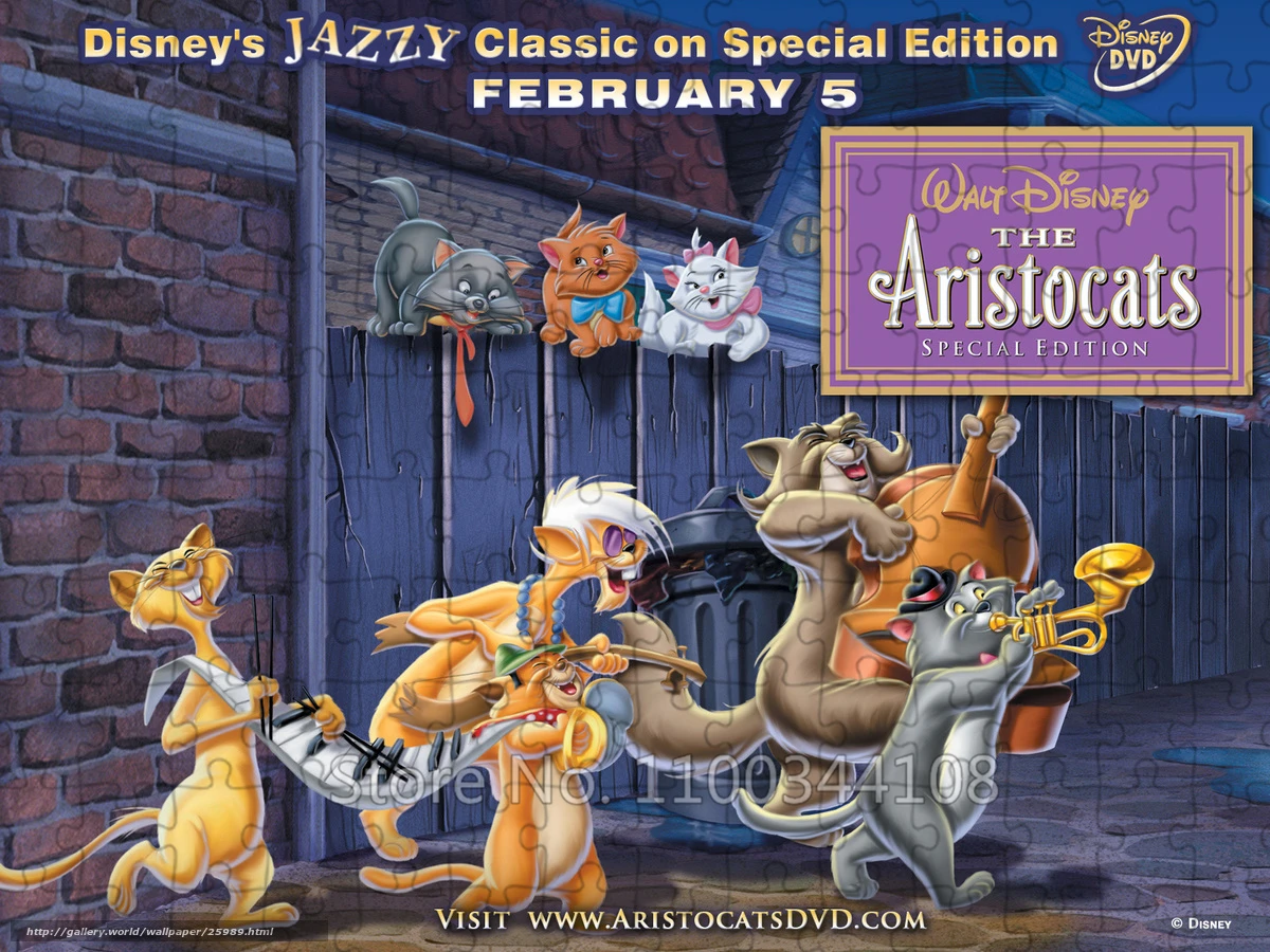 Disney The Aristocats Jigsaw Puzzle 300/500/1000 Pieces Cartoon Wooden Puzzles Kids Intelligence Toys Adult Decompression Game