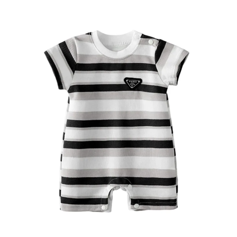 Summer Short Sleeve Climbing Suit Striped Short Sleeve onesie Baby Going Out Romper Infants Summer Going Out Climbing Suit