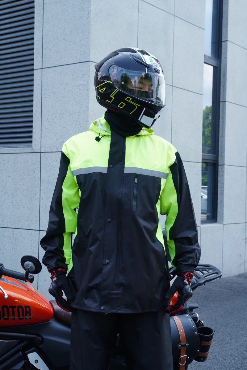 Fashion Thickened Split Rainwear Color Matching Sports Rainsuit Men\'s Waterproof Riding Motorcycle Raincoat