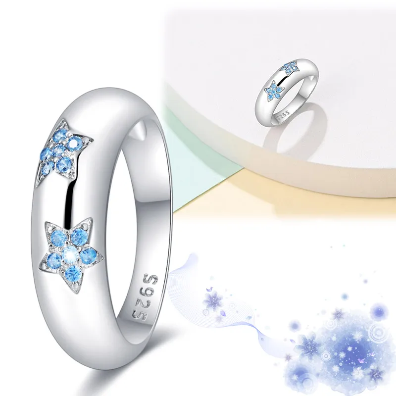 925 스털링 실버 기하학적 별이 빛나는 하늘 반지 여성용, DIY 결혼 약혼, 생일 주얼리 선물 반지, 2024 년 신제품