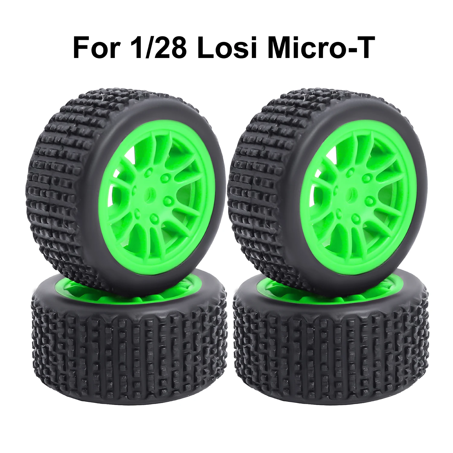 KINGCOO Lot De 4 Pneus Lisses Caoutchouc Et Jantes Pré-Montées – Drift Racing 7mm Hex Pour 1/24 Losi Micro-B RC