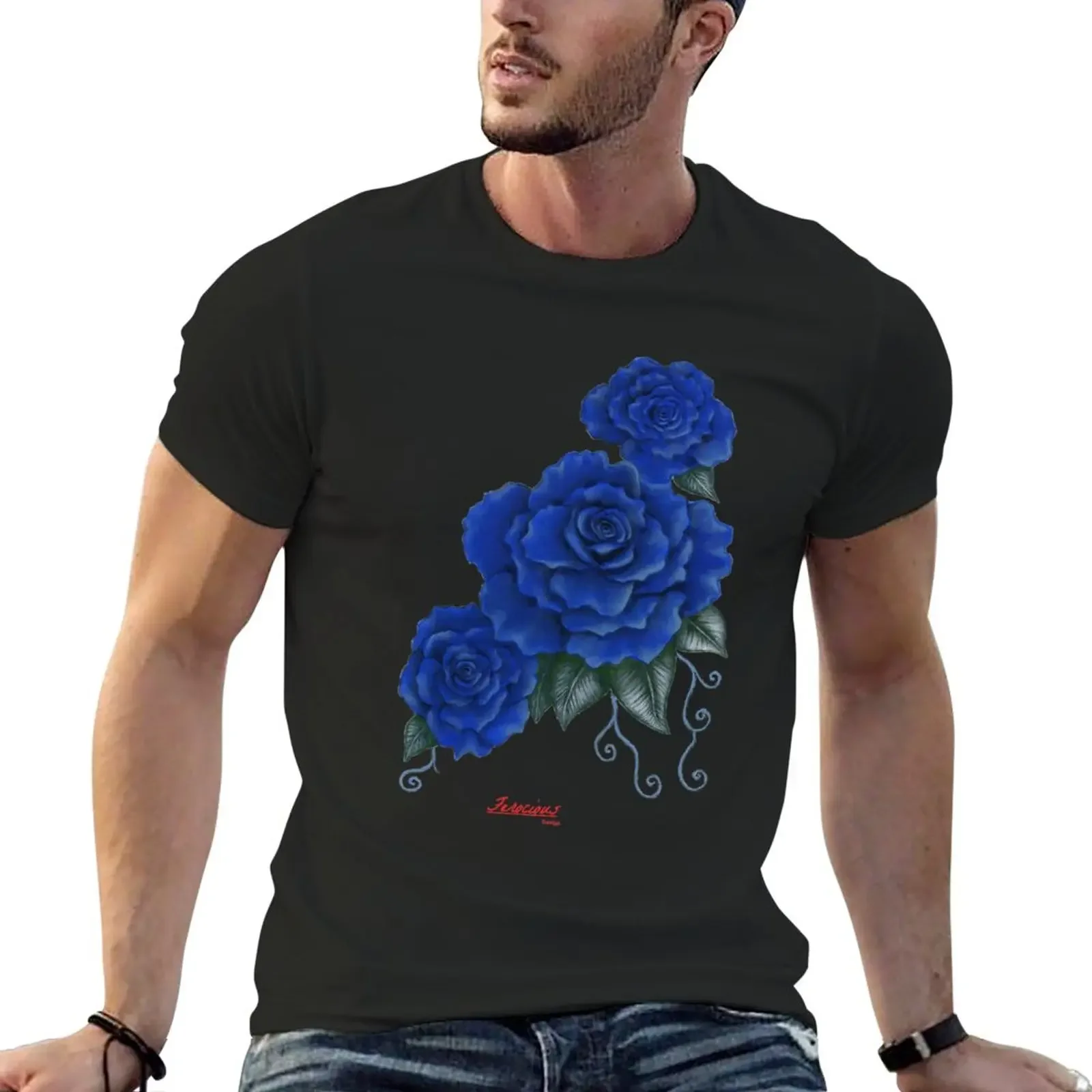 Blue Roses T-Shirt blacks for a boy mens clothing