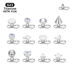 ASTM F136 Titanium Body Piercing 16G Dermal Anchor Top with CZ Stone Base Microdermal Rings Fashion Skin Diver Implants Jewelry