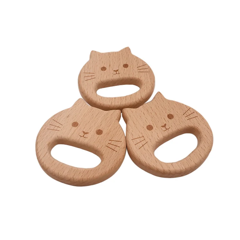 3pcs Wooden Bead Elephant Cat Shap Toys Can Chew Nursing Accessories Bracelet/Necklace Pendant Diy Toys