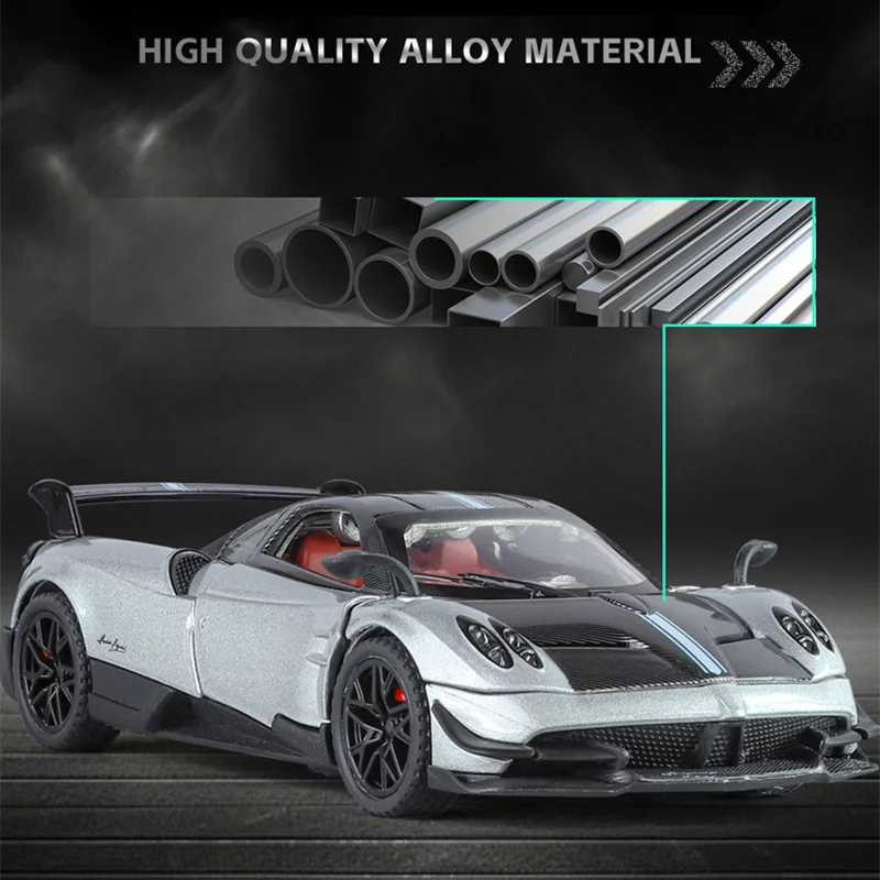 1:32 Pagani Huayra BC Alloy Sports Model Diecast Metal Racing Car Vehicles Model Simulation Sound Light Collection Kids Toy Gift