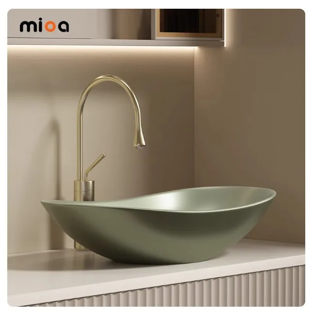 LH oval art basin, light luxury ingot, ceramic washbasin, top-mounted basin, metallic texture