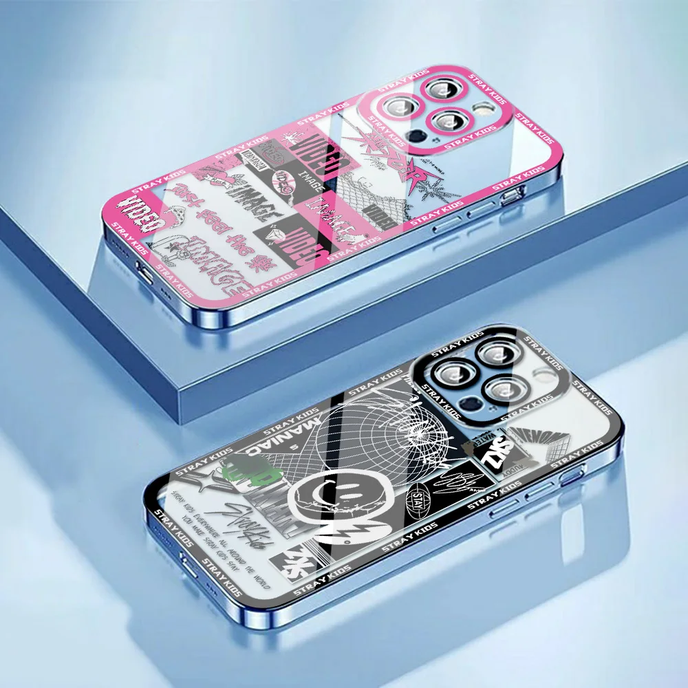 حافظة لهاتف آيفون S-Stray K-Kids 16e 16 15 14 13 12 11 Mini Pro Max X XR XSMax 7 8 Plus غطاء شفاف ناعم من البولي يوريثان الحراري #1