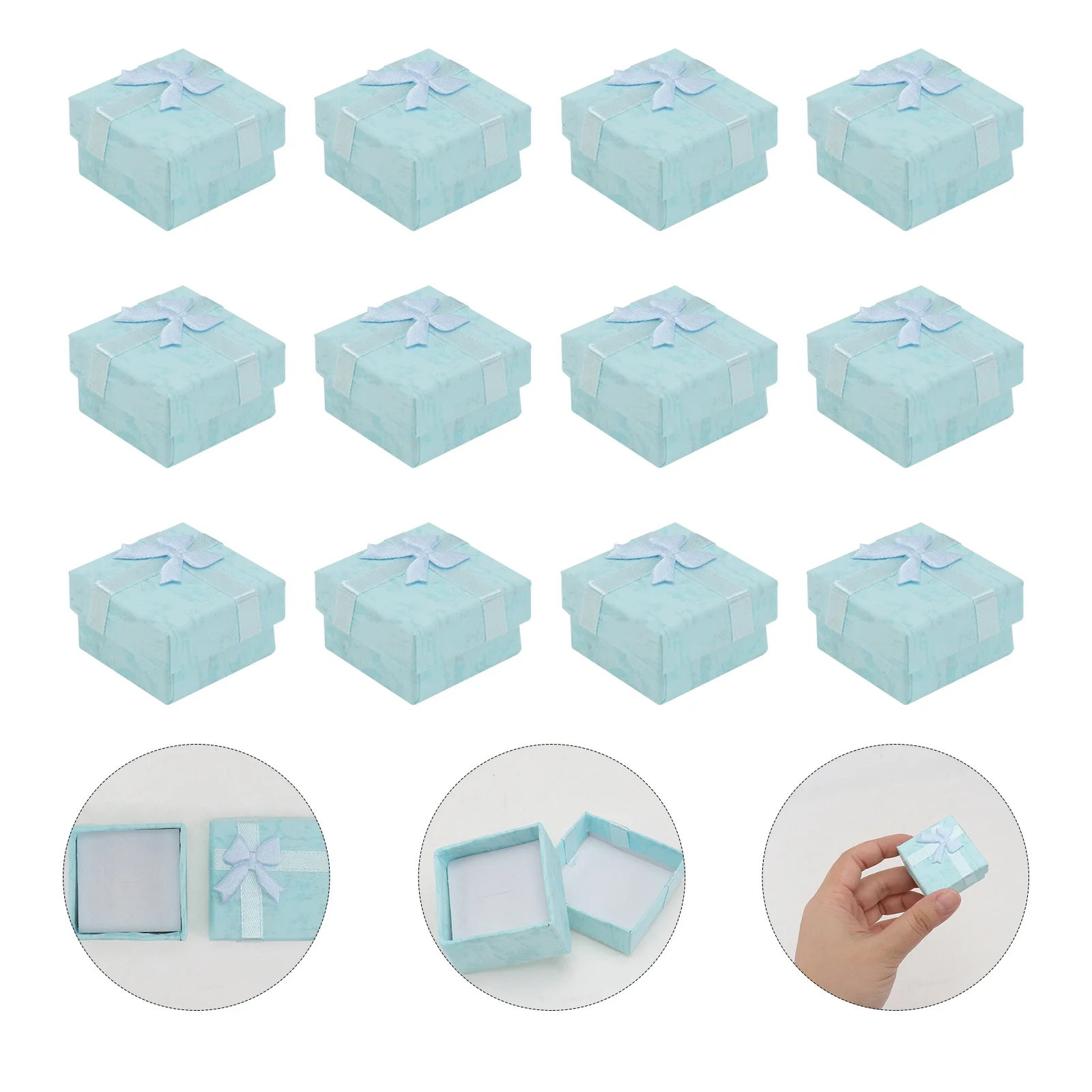 

24 Pieces Jewelry Storage Box Gift Set Blue Earring Bracelet Necklace Organizer Case Stylish Display Container for Women Men