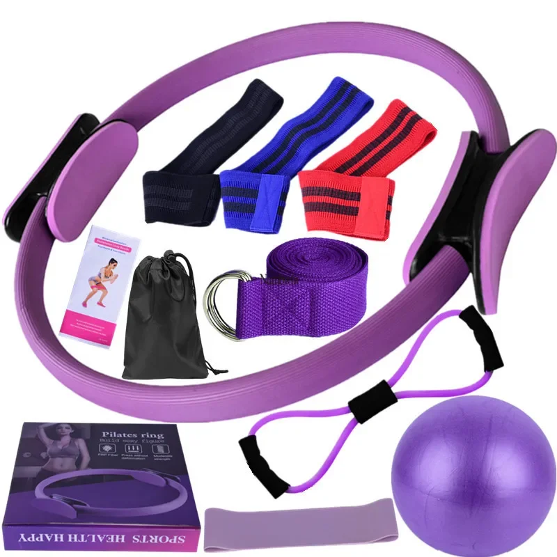 11Pcs Yoga Sets for Women Pilates At Home Equipment Pilates Magic Ring Bands for Working Out Glutes Yoga Ball for Stretching