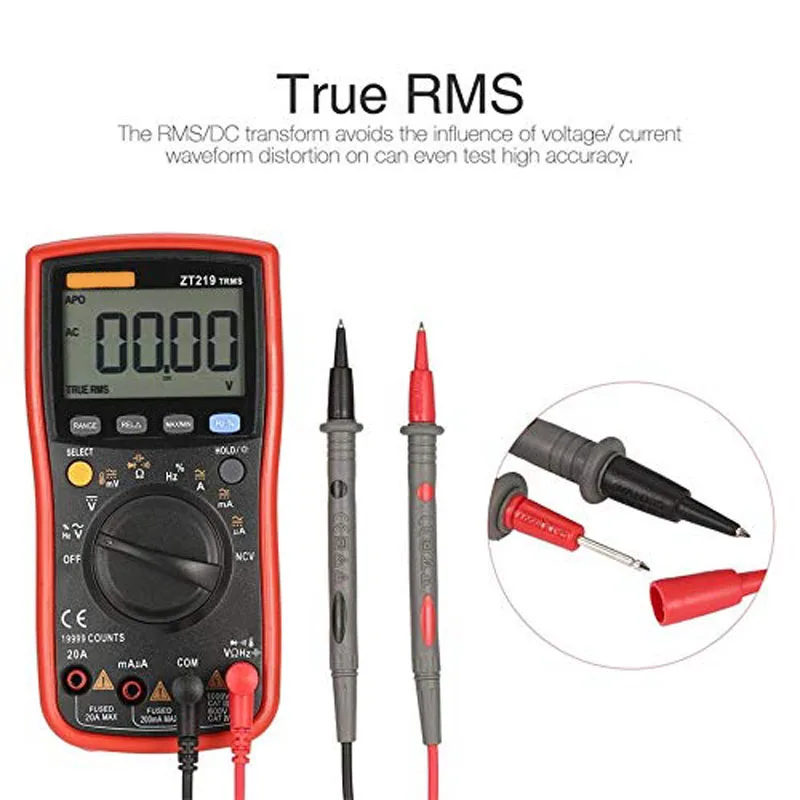 ZT219 19999 AC/DC Voltage Current Voltmeter True-RMS Automatic Range High Precision Backlight Display Digital Multimeter