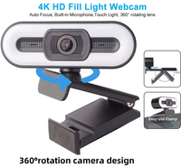 Portable 4K Webcam PC Laptop 2K 1080P Webcam Live Streaming Flexible Full HD Web Camera For Computer With Microphone With Light
