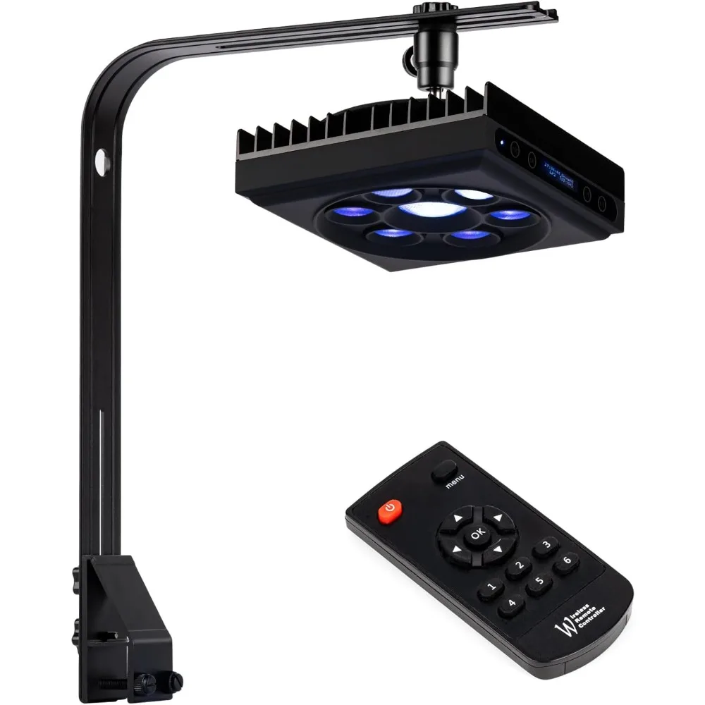 

Aquarium Light - 60Watts Reef Light for Coral Sunrise Sunset Moonlight Fish Tank Light with Screen Timer for Marine AquariumSalt