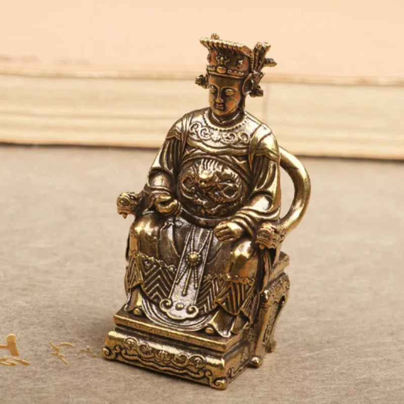 

Retro brass mini Mazu Buddha statue ornament home office feng shui auspiciousness desktop decoration handicrafts