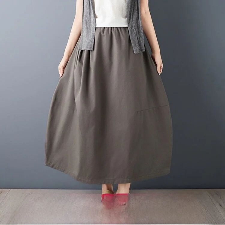 

Юбка А-силуэта средней длины с романтичным дизайном в виде воздушных шаров, на эластичной талии, однотонная, тонкая, качественная, женская летняя повседневная хлопковая юбка