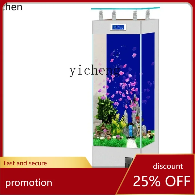 

ZML ultra-white glass smart square household goldfish tank, small and medium vertical water-free aquarium in the living room