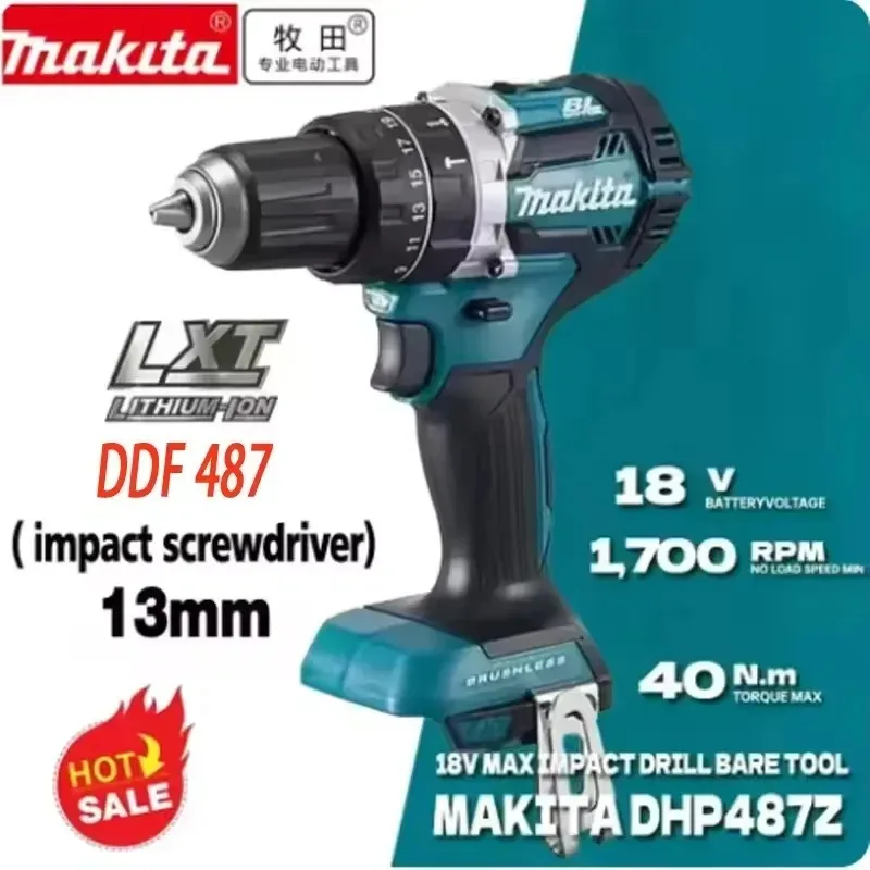 

NEW Original Makita DHP487 Cordless impact screwdriver drill Brushless Electric Impact Screwdriver 18V Rechargeable Power Tool
