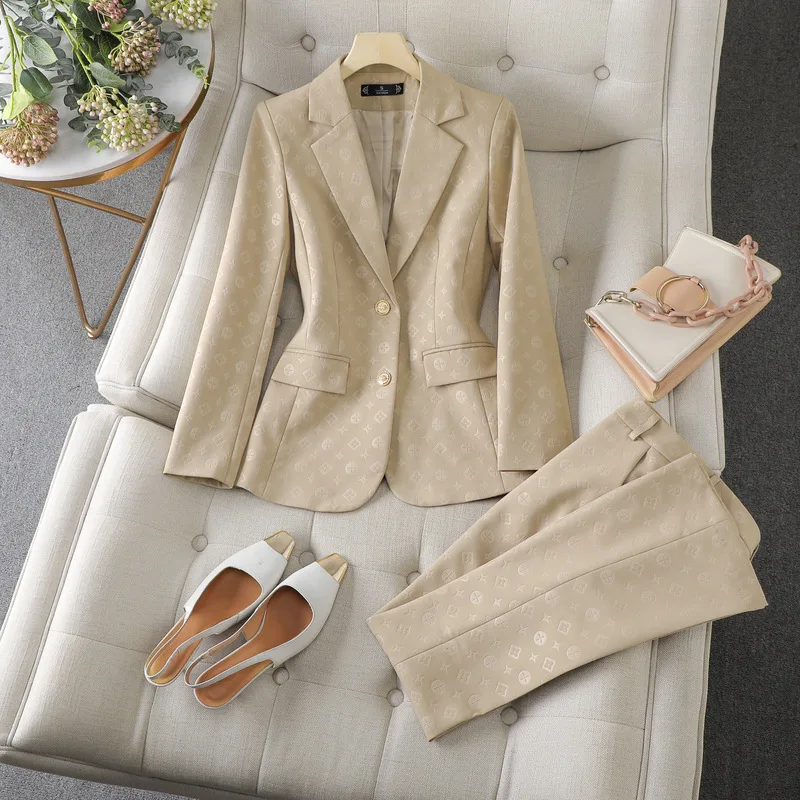 Fashion Temperament Professional Suits Women 2024 Spring Summer New Formal Long Sleeve Blazer And Pants Sets Work Wear