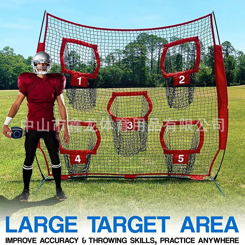 Portable Rugby Net 5 Hole, Rugby Quarter Throwing Practice Baseball Softball Practice Net Frisbee