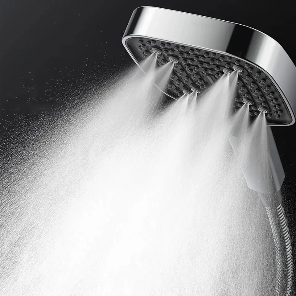 Kepala Pancuran Bertekanan Tinggi 3 Mode Dapat Disesuaikan, Kepala Pancuran Bertekanan Besar Hemat Air, Aksesori Kamar Mandi
