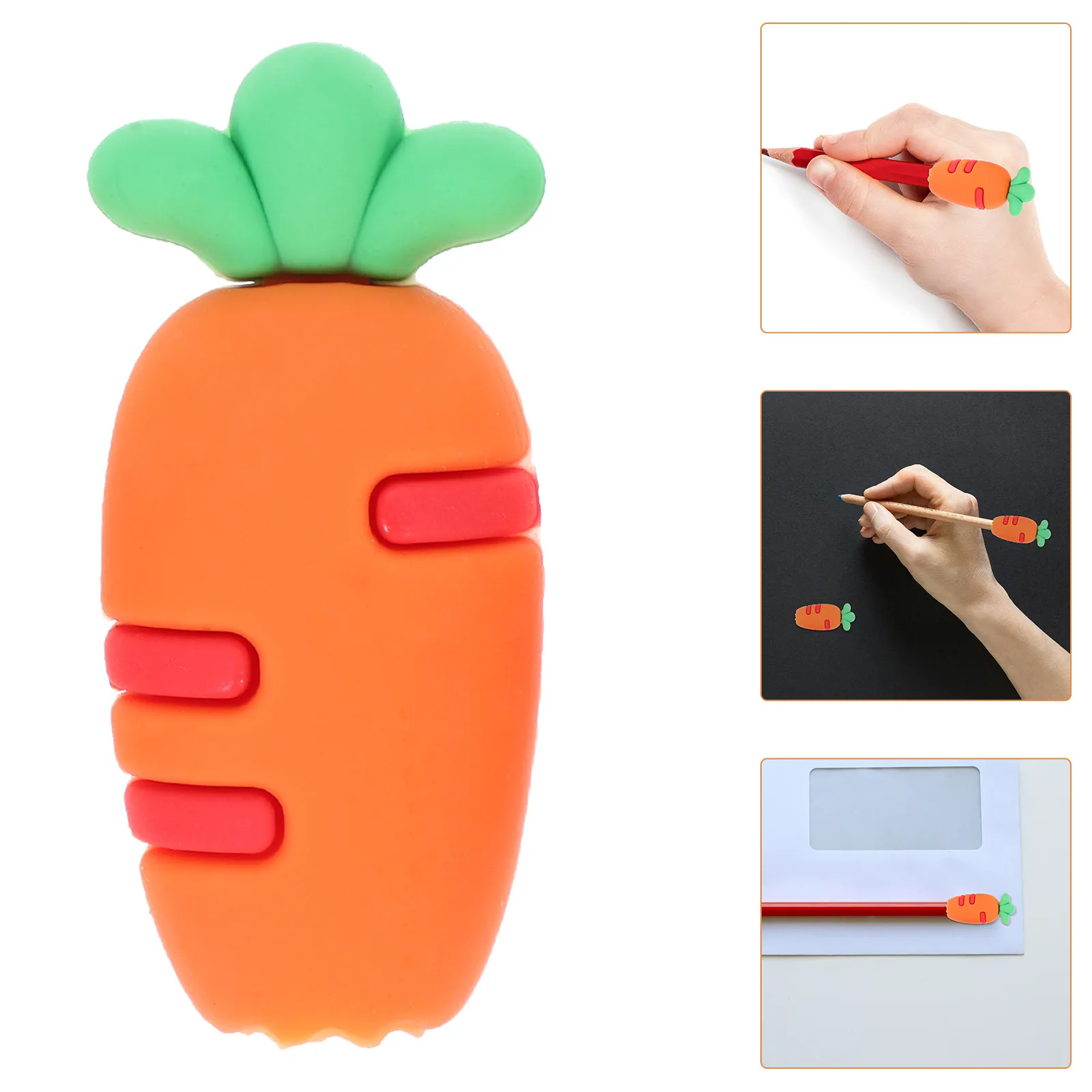 3Pcs Kawaii Carrot Pencil Caps Extended Grip Silicone Protection Covers for Colored Pencils Art Drawing Writing