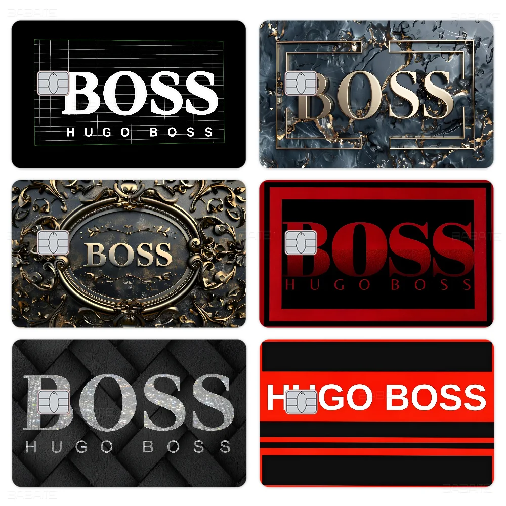 H-Hugo_Boss Logo Anime تنفق أو حفظ غلاف مضحك على إيقاف رقيقة جدا لا تتلاشى ملصق غطاء الجلد لبطاقة الائتمان الخصمية