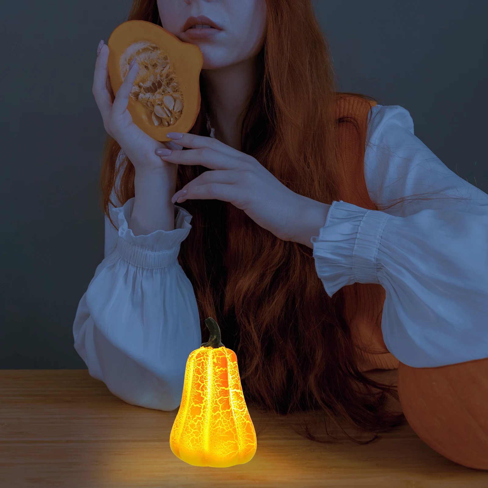 Led カボチャライトハロウィン樹脂装飾ランプホームパーティーフェスティバルライト暖かい光の装飾リビングルーム寝室用
