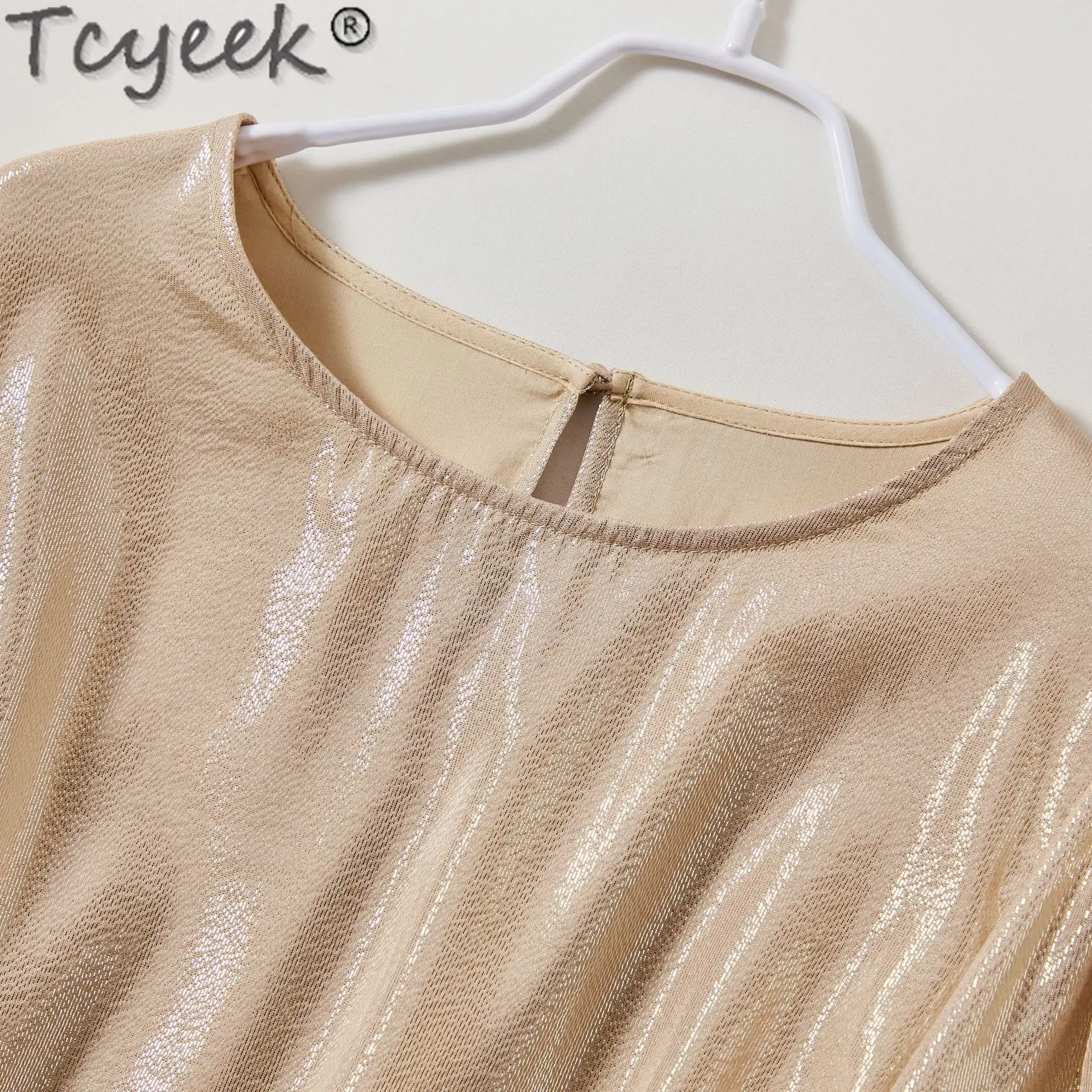 Tcyeek 70% Mulberry Real Silk Blouse Women Spring Summer Long Sleeve Top Female 2024 Elegant Blouses for Women Clothes Pullover