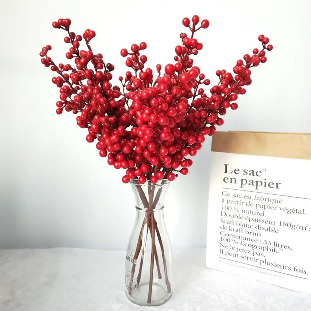 Red Berries Red Bean Branch New Year Tree Home Decor Festive Fake Flower Artificial Flower Berry Christmas Decoration