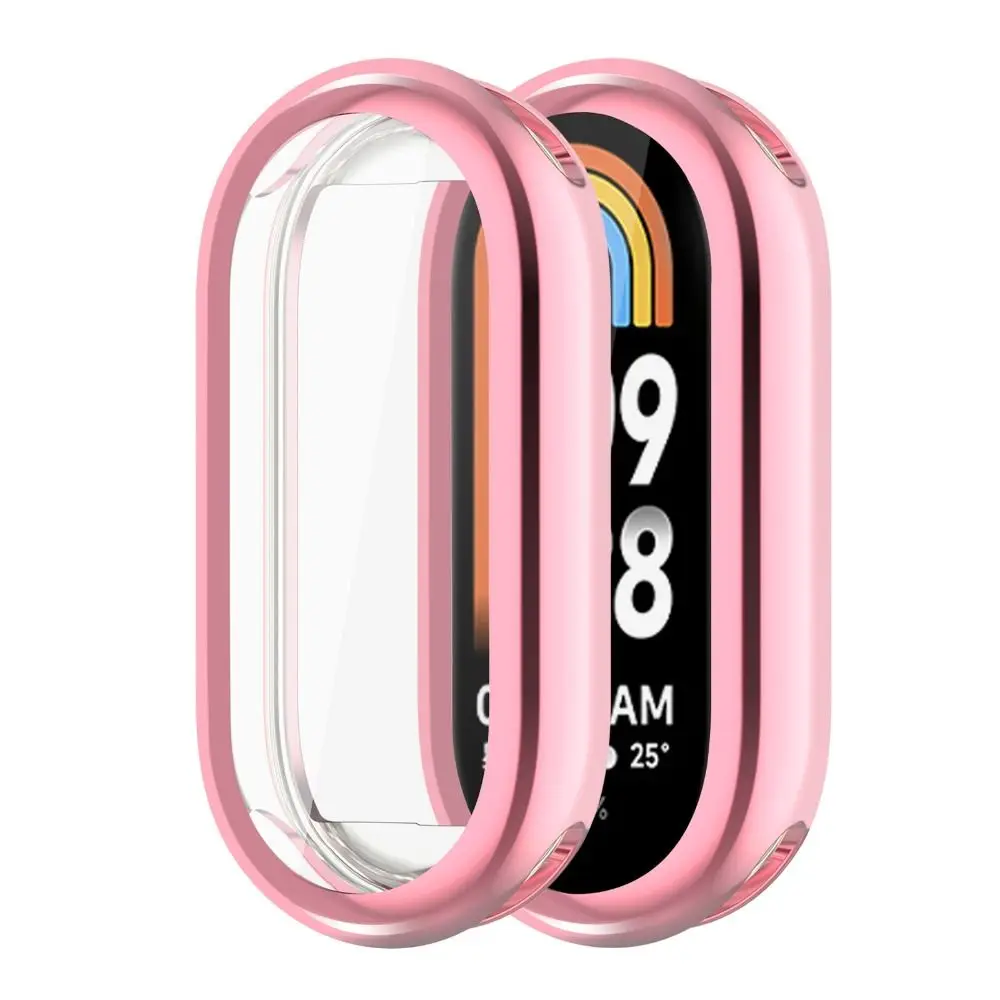 Smart Watch Vergulde Bumper Beschermhoes Full Covering Screen Protector Tpu Case Voor Xiaomi Mi Band 8