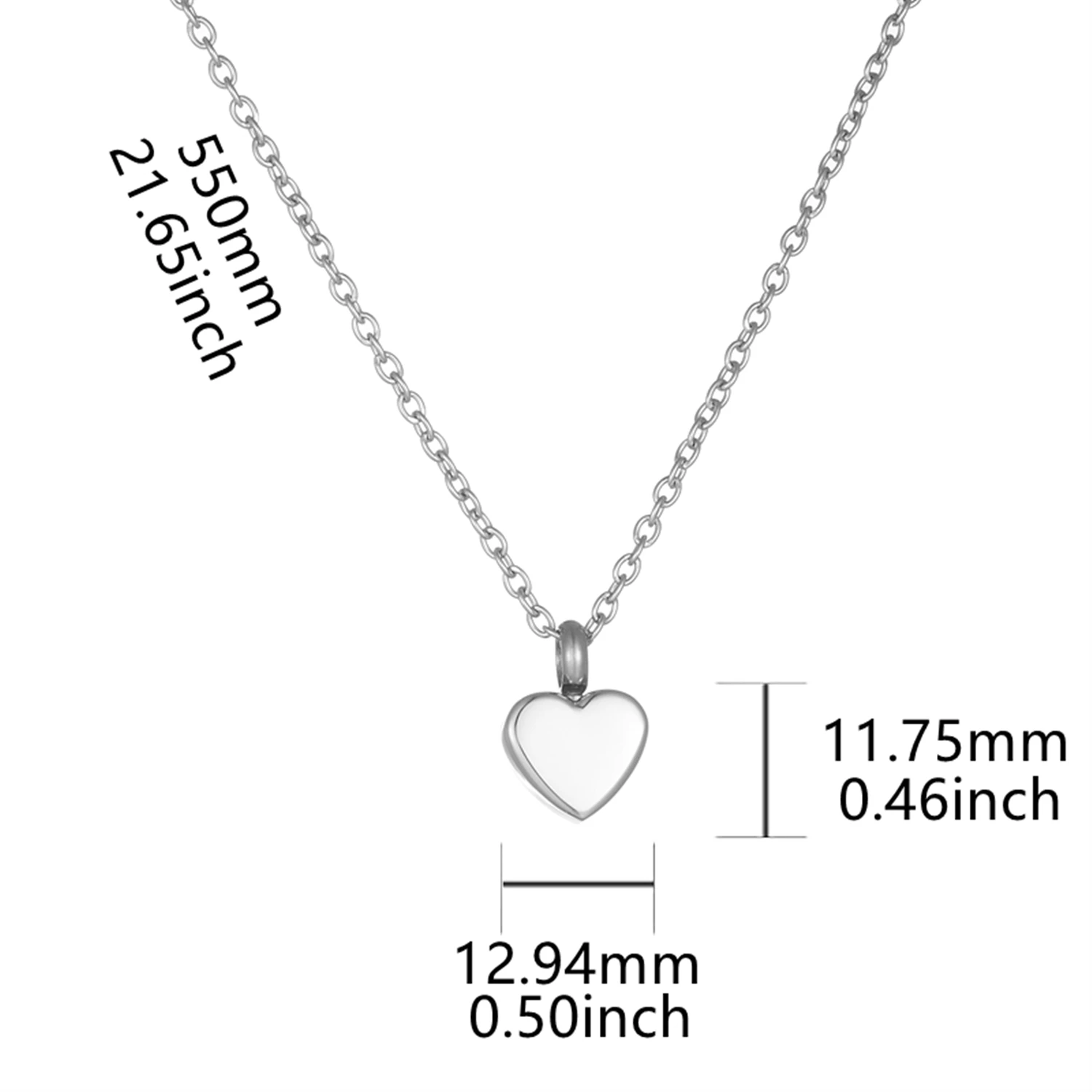 Small Heart Cremation Urn Necklace for Ashes Stainless Steel Memorial Ash Pendant Keepsake Jewelry