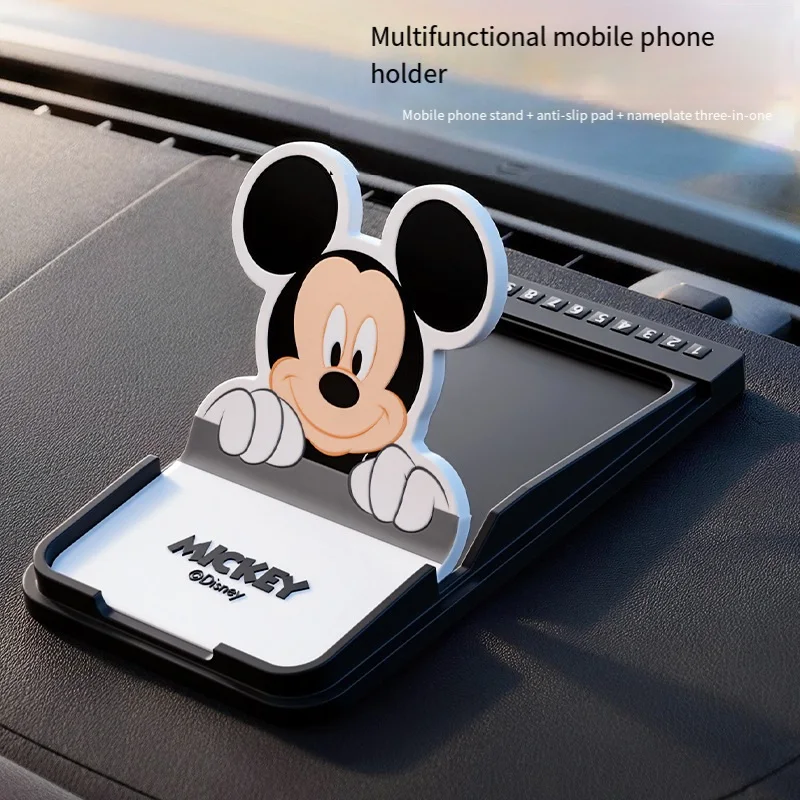 

Disney Vehicle Mounted Mickey Phone Bracket Center Console Cute Cartoon Anti-Slip Mat Number Brand Car Navigation Support Frame